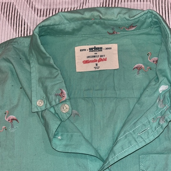 Urban Pipeline Men’s Flamingo Detail Button-Down Collared Shirt sz Medium - Picture 4 of 7